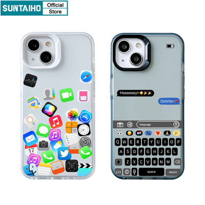 Suntaiho Ốp lưng Iphone Đẹp sang chảnh Vỏ Ngộ nghĩnh Bàn Phím Biểu Tượng Họa Tiết Trong Suốt Mờ Dành TPU Mềm chống bẩn Cao Cấp Chống Sốc Cho Iphone 15 14 12 13 11 Pro Max IP 7 8 Plus Iphon X Xs XR Xs Max Ốp điện thoại