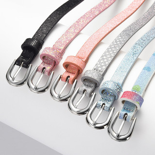 Thắt lưng PU trang trí sequin thời trang trẻ em có khóa kim mịn dành cho bé gái Quần jean xu hướng xu hướng có thắt lưng