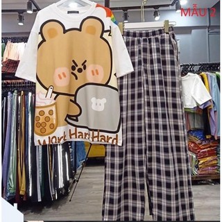 Set bộ quần áo nam nữ Unisex Full Form to, rộng rãi, thoải mái, NHIỀU MẪU, đồ bộ hoạt hình Freesize DVGIT