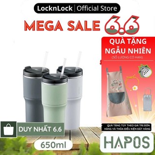 Ly giữ nhiệt cho xe hơi 650ml LocknLock Chính hãng có nắp, Kèm ống hút, giữ nóng lạnh lâu LHC4277S - HAPOS OFFICIAL