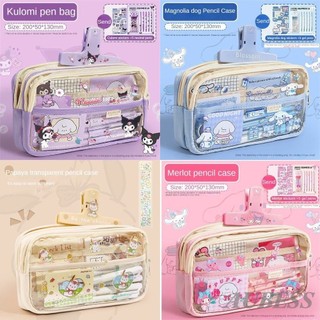 Hộp Đựng Bút Chì Sanrio Kuromi Văn Phòng Phẩm Túi Bảo Quản 5 Chiếc Bút Gel Hoạt Hình Dán Bộ Trang Điểm Trong Suốt Hộp Bút Chì Cinnamoroll