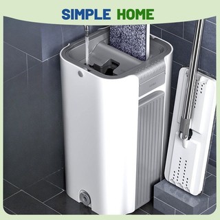 Bộ lau nhà có xô lau nhà tự quấn 2 ngăn, cây lau nhà 360 độ để làm sạch sàn nhà và 2 miếng lau nhà