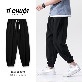 [Nhập THOITOI20 Giảm 20%] Quần jogger nỉ bông màu đen nam nữ bigsize, quần dài nỉ bông ống rộng lai thun thời trang