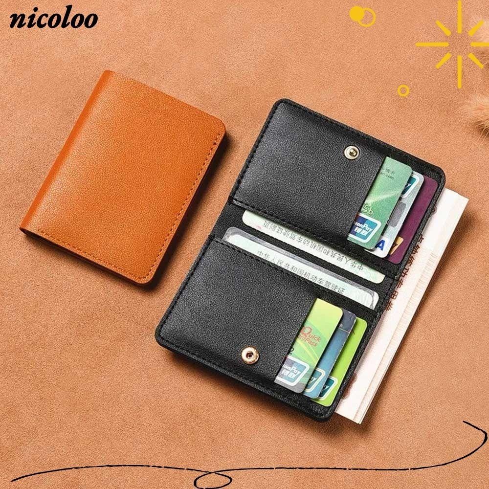 Túi đựng thẻ NICOLOO, Ví đựng thẻ mềm gấp, Ví nhỏ bằng da siêu mỏng đơn giản dành cho nam nữ