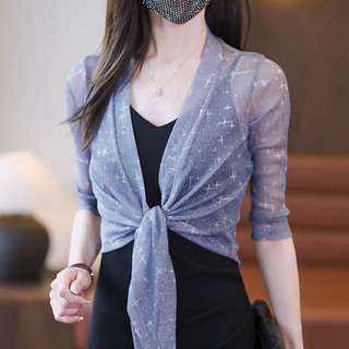 [Phụ kiện lãng mạn] Khăn choàng Cardigan chống nắng phong cách mới Phong cách ngắn Plus Size với áo khoác váy Sling Áo khoác chống nắng phong cách mỏng Áo len Cardigan hàng đầu dành cho nữ