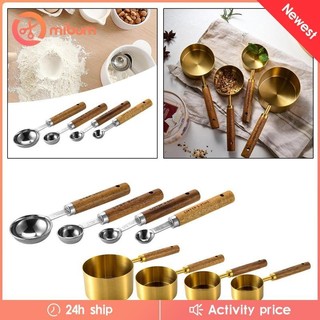 Bộ thìa đo 4x, Dụng cụ đo lường nhà bếp, thép không gỉ, nướng bánh và