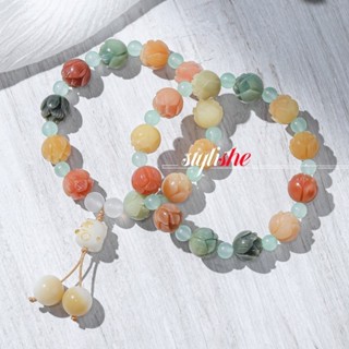 Bồ Đề rễ sen hạt hoa vòng tay dành cho nữ Dây thun phụ kiện tốt lành mặt dây chuyền vòng tay trang sức thời trang Trung Quốc