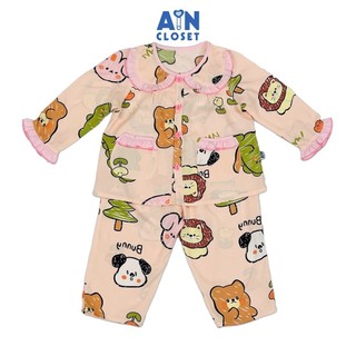 Bộ quần áo Dài bé gái họa tiết Động Vật Hồng Lanh lụa. - AICDBGWIXHZ9 - AIN Closet