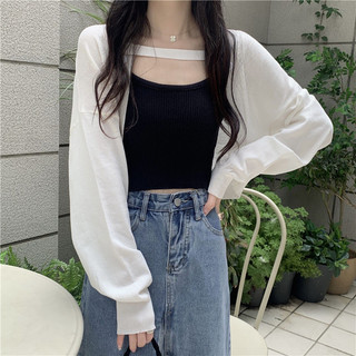 Kem Chống Nắng Ice Silk Mùa Hè Smock Nữ Ngắn Dệt Kim Chống Nắng Mỏng Áo