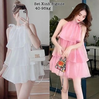 Set Bộ Tiểu Thư Áo Cổ Yếm Xếp Tầng Voan Tơ Mix Quần Đùi Cotton Siêu Dễ Thương Có Bigsize Nữ Cao Cấp Xinh Đẹp 50-95kg