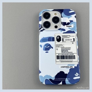 Art Creative Street Wear Blue Ape Head Label iPhone Phone Case Thích hợp cho iPhone 15 14 Pro Max Hard Case 15 Plus XR 7 Plus Anti-Drop 8 Plus XS Max Anti-dust 12 13 Pro Max 11 MFQP