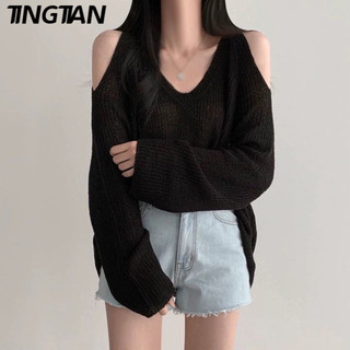 Áo sweater Dệt Kim Mỏng Tay Dài Cổ Chữ v Màu Sắc Trơn Chống Nắng Mùa Thu Cho Nữ