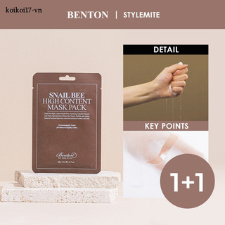 [STYLEMITE CHÍNH HÃNG] [1+1] Mặt Nạ Ốc Sên Cấp Ẩm Cho Da BENTON Snail Bee High Content Mask Pack 20g (1 Miếng*2)