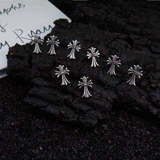 Retro Hip-hop Cross Inlaid with Zircon Full Diamond Earrings for Men and Women, New Trendy and Cool Punk Cool Style, Simple and Luxurious Niche Earrings