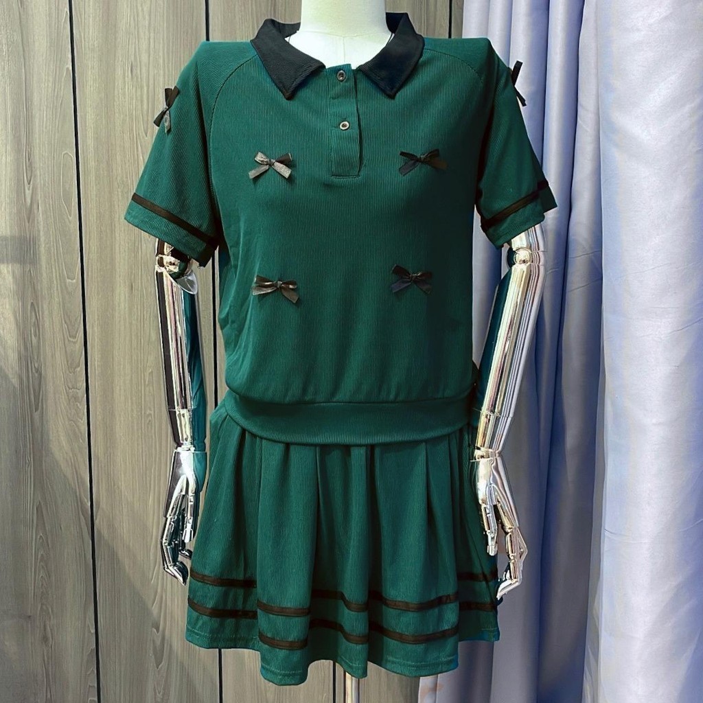 Thời Trang Bigsize - Set Áo Cổ Bẻ Nơ Nổi Mix Chân Váy Xếp Ly Có Lót Trong Vải Thun Tăm Hot Hit Nữ Cao Cấp Xinh 40-95kg | BigBuy360 - bigbuy360.vn