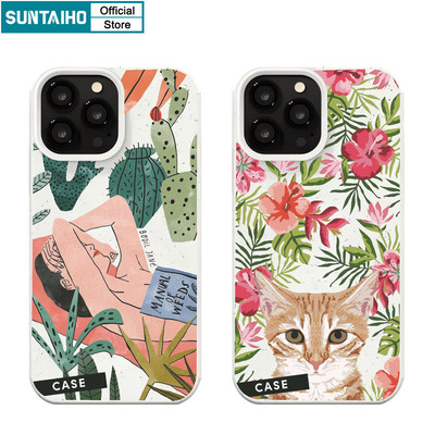 Suntaiho Thẩm Mỹ Vỏ Dễ Thương Họa Tiết Hoa Mèo Ốp lưng Iphone 16 15 14 12 13 11 Pro Max IP 7 8 Plus Iphon X Xs XR Xs Max TPU Silicon Mềm Cao Cấp Chống Sốc Ốp Lưng