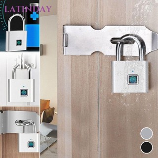 Khóa mật khẩu vân tay LATINDAY, Ổ khóa vân tay thông minh chống nước chống trộm, Ổ khóa vân tay sạc USB di động