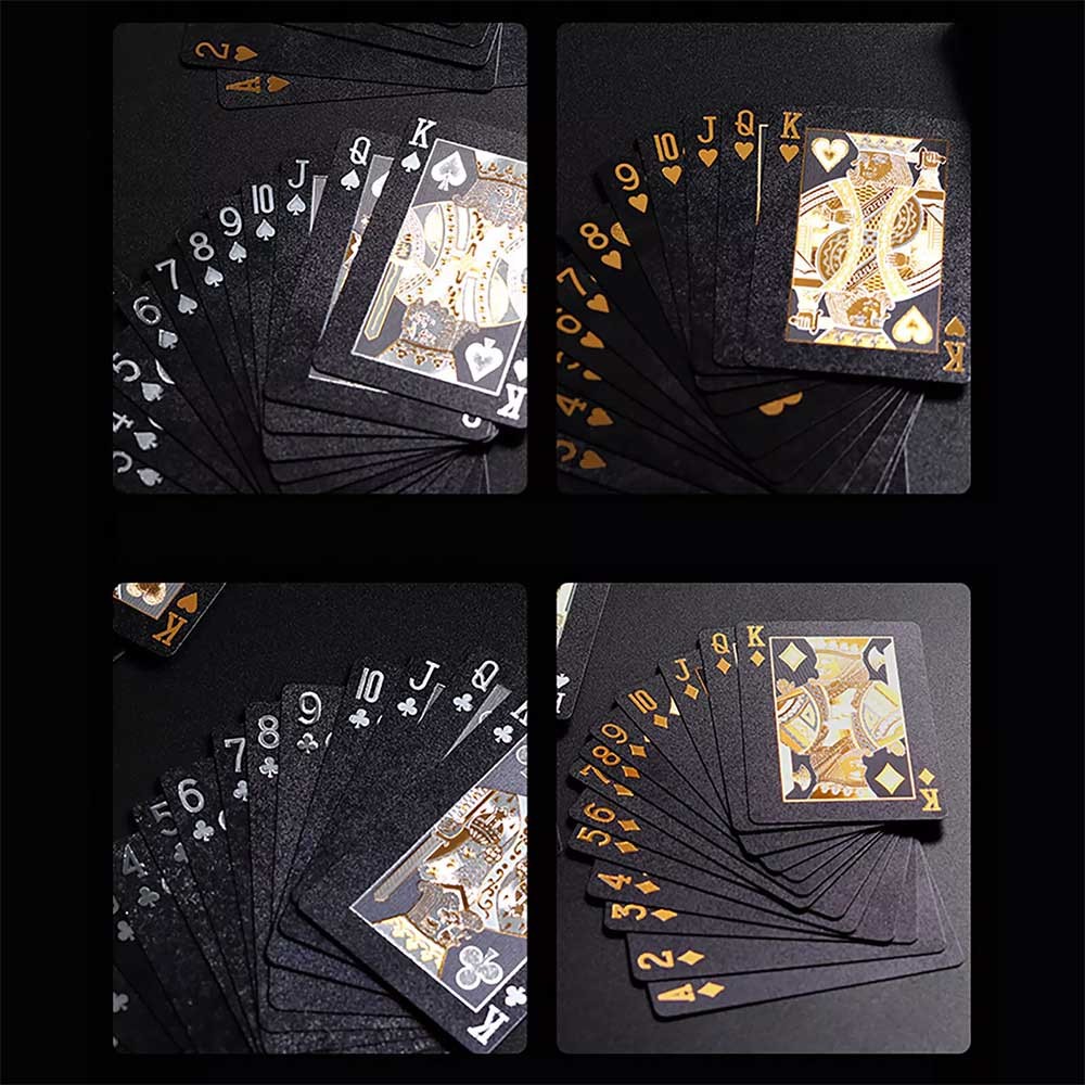 Premium Black Poker Waterproof Plastic Gold Foil Luxury Poker Card Playing Cards