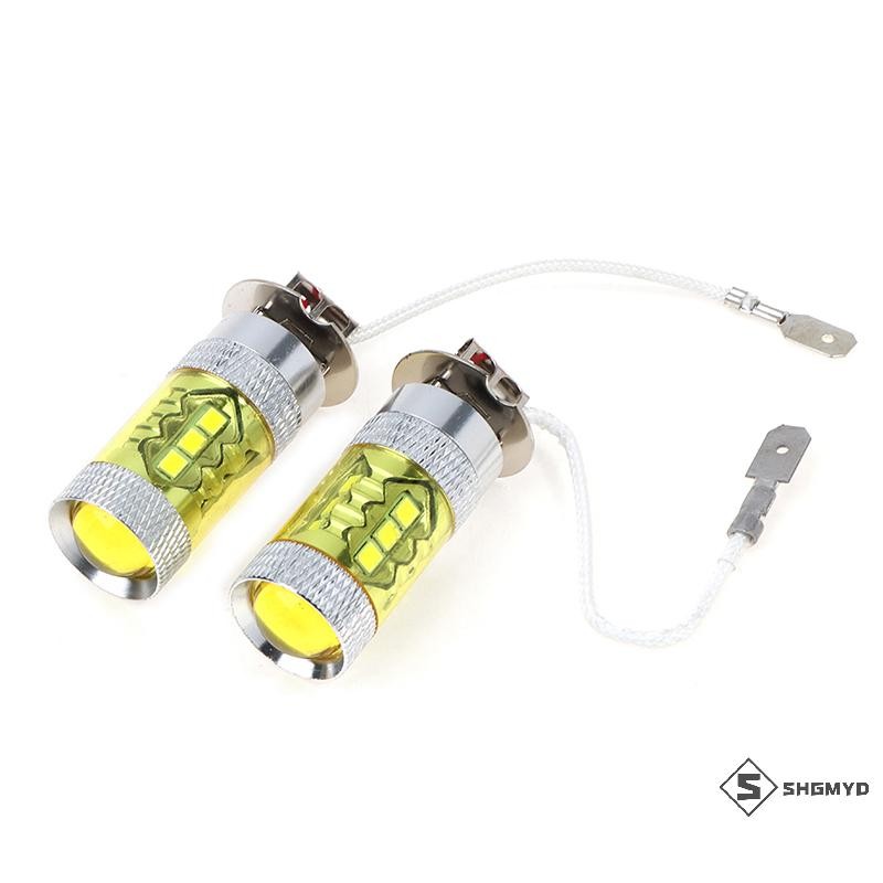 Shgmyd > 2 Đèn LED Sương Mù 12-24V H3 80W 16 SMD Đèn LED Ô Tô Sương Mù Màu Vàng Công Suất Cao Mới