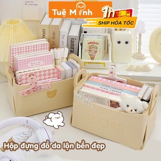  Hộp đựng đồ vải nỉ màu be Vintage túi để quần áo sách vở mỹ phẩm K110 quai xách giúp gọn gàng 