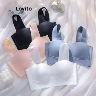 Áo ngực Lovito có nút khóa màu trơn phong cách sexy cho nữ LNL43215