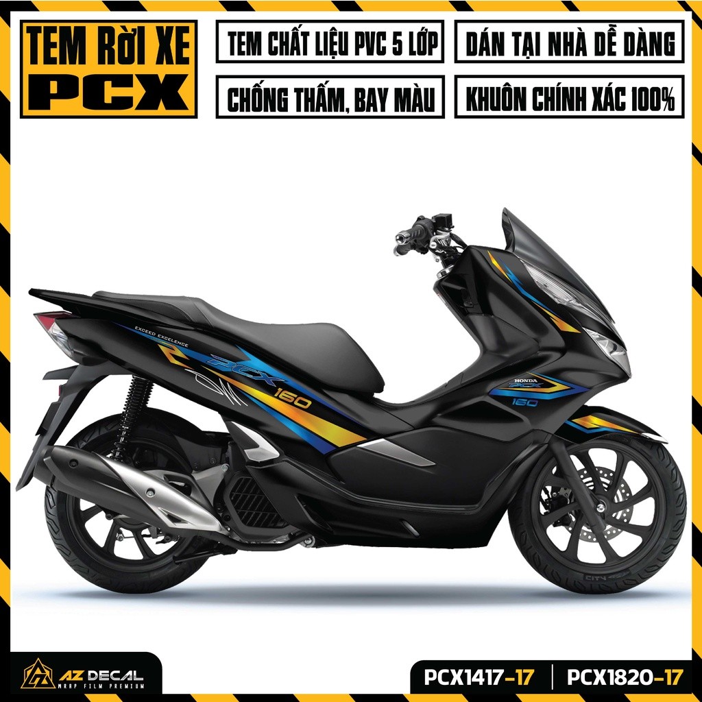 Tem Chế PCX Mẫu Thiết Kế PCX 160 | PCX-17 | Decal Rời Dán Xe PCX 125 150 160 Chống Thấm Nước TCM - A