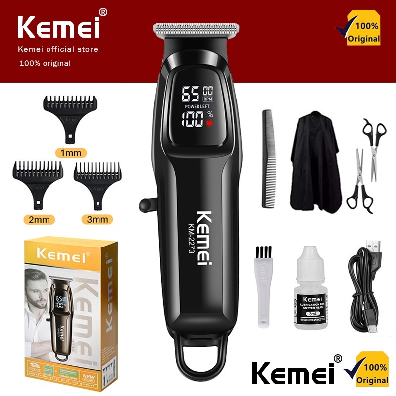 Kemei KM-2273 Tông Đơ Chấn Viền Màn Hình LCD Thông Minh,Tông Đơ Cắt Tóc Chuyên Nghiệp Chấn Viền,Cạo Râu Chuyên Nghiệp