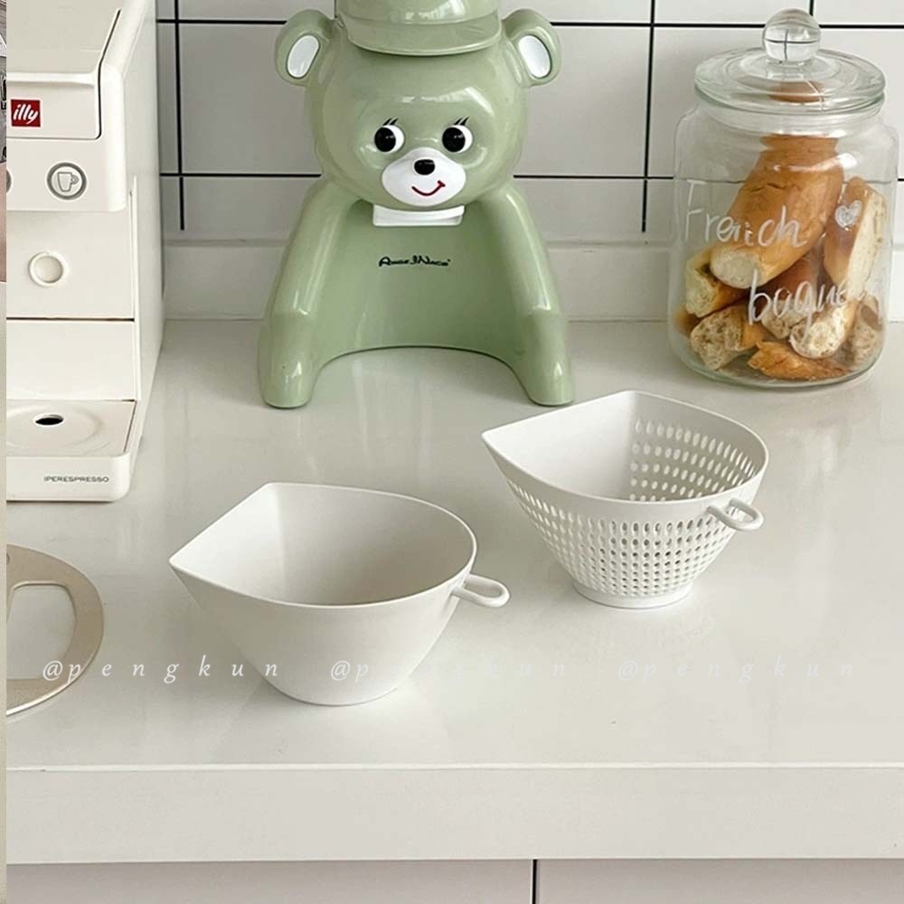 Rổ Rửa Rau Củ Hai Lớp mini Màu Xám Hai Lớp Đa Năng Phong Cách Nhật Bản