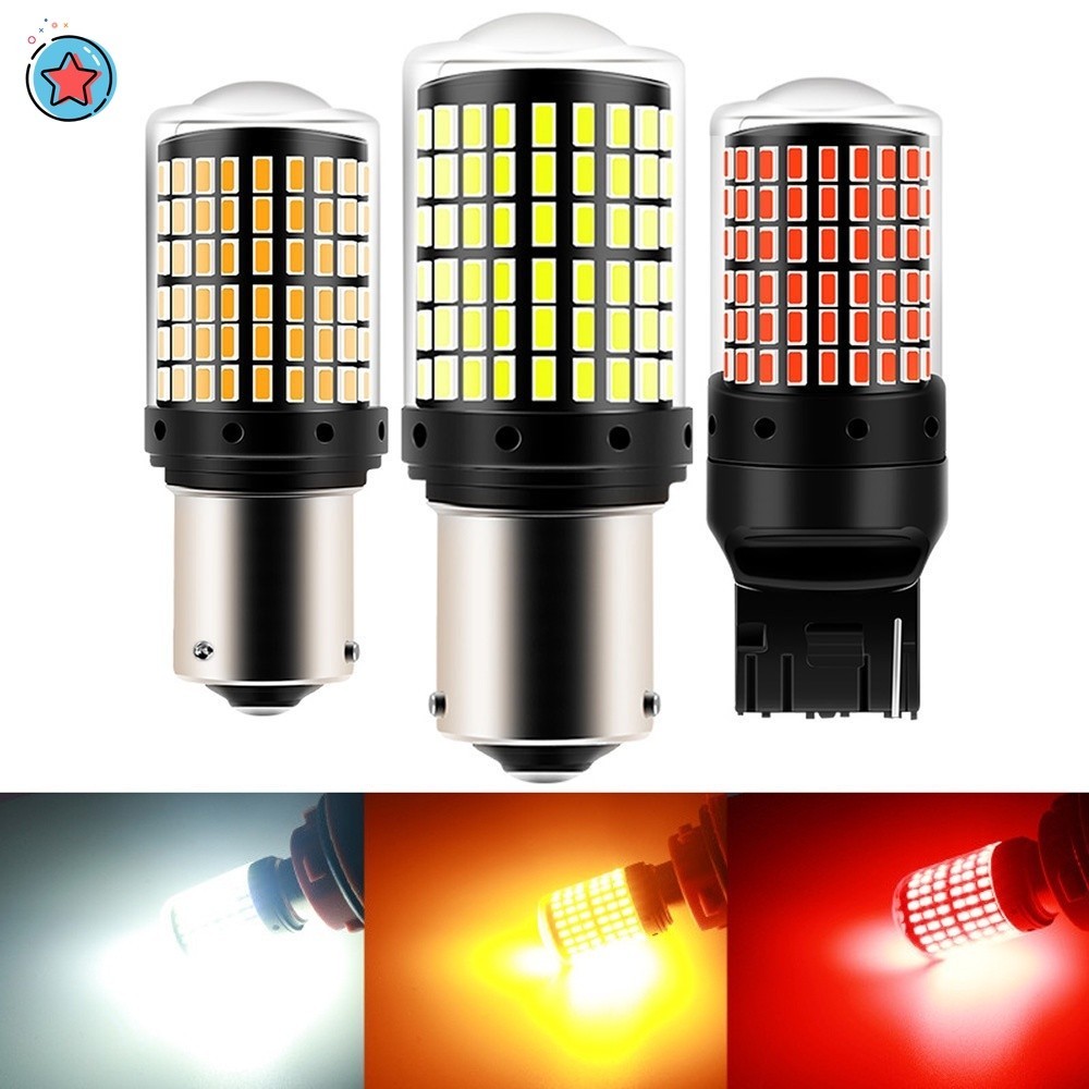 1 CÁI 1156 T20 Bóng Đèn LED BA15S BAU15S LED Tín Hiệu P21W PY21W 7440 W21W W21 / 5W 1157 BAY15D Hổ Phách Trắng 144smd CanBus Đèn Phanh LED Đèn Đảo Chiều LED (TUT)