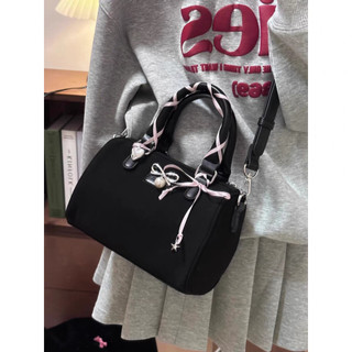 Supercute Nữ Túi Boston Phiên Bản Hàn Quốc Xu Hướng Thời Trang Cao Cấp Nhóm Nhỏ Cô Gái Trái Tim Nơ Cầm Tay Đi Lại Một Vai Túi Đeo Ngang