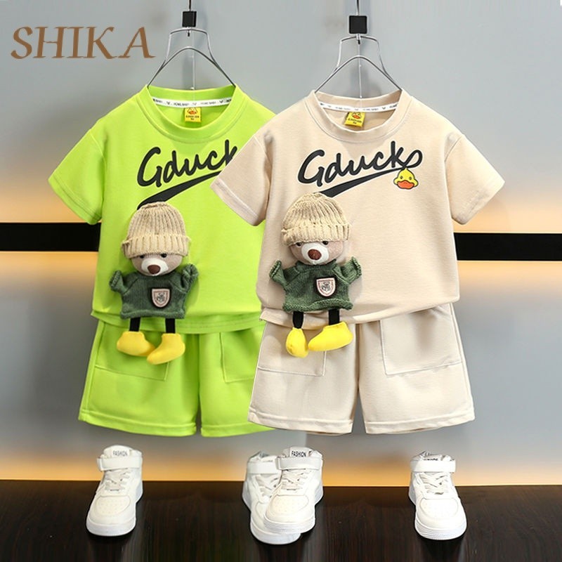 [Shika] Bộ đồ mùa hè cho trẻ em bé trai Phong cách mới Thời trang bé gái Quần áo ngắn tay bé gái Bộ đồ hai mảnh mùa hè Quần áo trẻ em