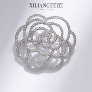 XILIANGFEIZI Trâm Cài Hoa Trà Rỗng Cổ Điển Ghim Phụ kiện Áo len Và Khăn Lụa Camellia Pin Quà Tặng Nữ