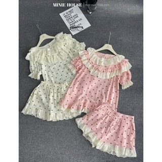 Set nơ nhí bèo kem + short bèo 4222.