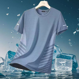 Áo thun thể thao ngắn tay nam Ice Silk Phiên bản Hàn Quốc mùa hè Áo thun in hình nửa tay