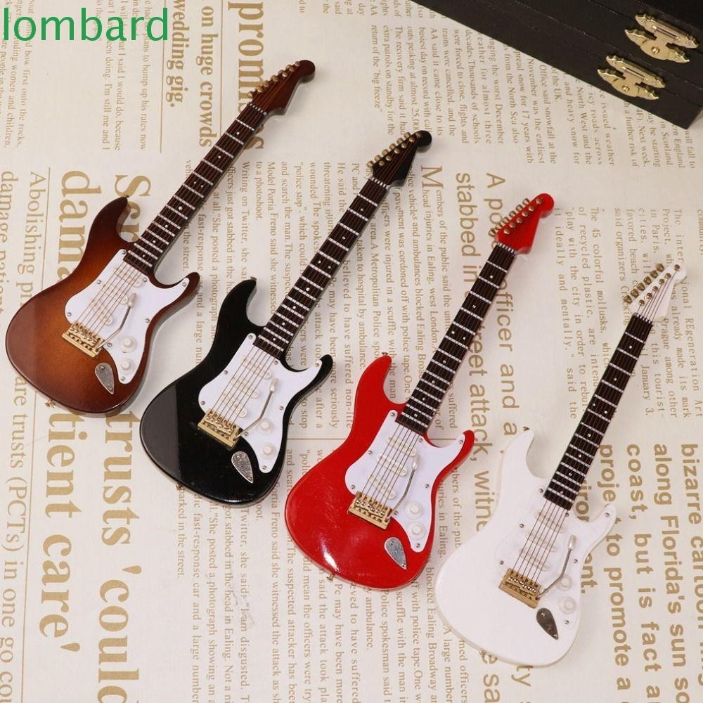 Lombard Mini Gỗ Đàn Guitar Điện, Mini Vintage Nhà Búp Bê Thu Nhỏ Đàn Guitar, Nhạc Cụ Sáng Tạo Đàn Guitar Điện Mini Bass Điện Mô Hình Trang Trí Phòng