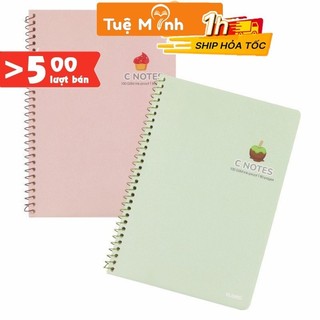 Vở note cornell Klong 80 trang B5 bìa nhựa lò xo đơn C Notes dot grid và caro 6x6 mm MS 586