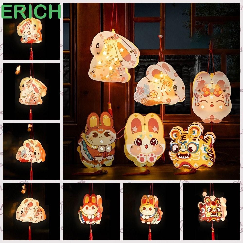 Đèn lồng trung thu ERICH DIY, Đèn lồng thỏ phát sáng cổ điển Trung Quốc, Đèn lồng phát sáng Handmade Hình thỏ Thỏ Thỏ Papper Lễ hội trung thu Đèn lồng thỏ Lễ hội trung thu