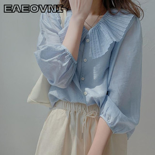 EAEOVNI áo sơ mi nữ áo kiểu hàn quốc Thoải mái Fashion Tối giản độc đáo WCS2450LRK 20Z240513