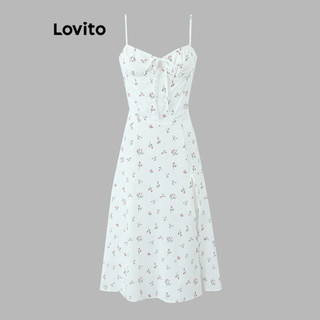 Đầm Lovito thắt nơ họa tiết hoa nhí phong cách thường ngày cho nữ LNE55348