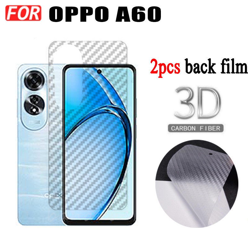 2 Chiếc Oppo A60 A79 A78 A58 A38 A18 A17 A16 A15 A94 4G Họa Tiết Sợi Carbon Mờ Mặt Sau Miếng Dán Phí