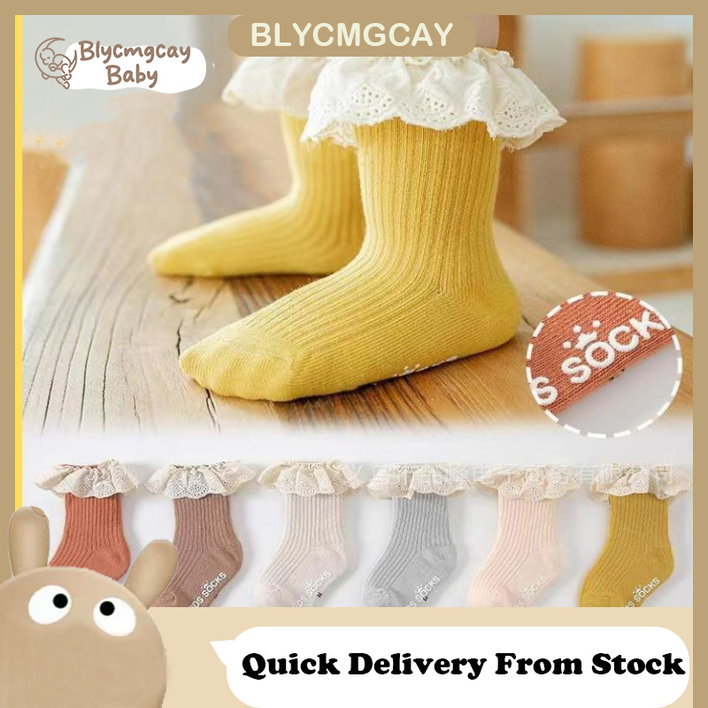 Tất Cotton cho bé gái Tất ren trẻ em Tất bé gái Tất chống trượt cho trẻ sơ sinh Tất chống trượt cho 
