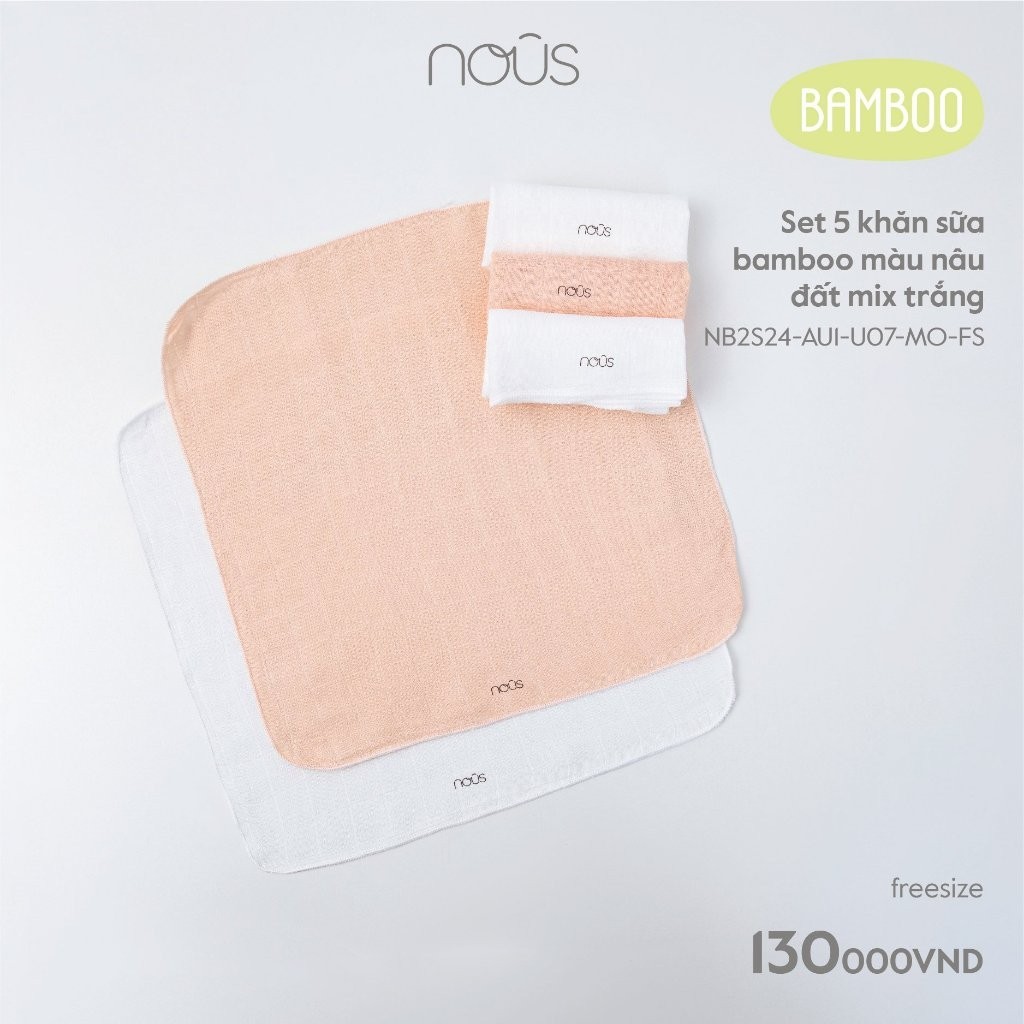 Nous Set 5 khăn sữa bamboo cho bé AW2023