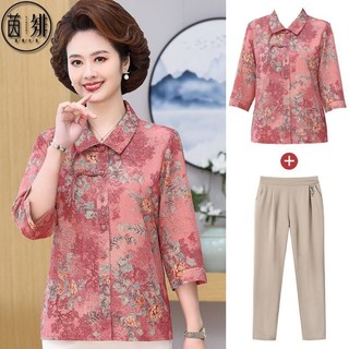 Mùa hè ve áo người cao tuổi trung niên tay mẹ phù hợp với áo sơ mi nhỏ trung niên top