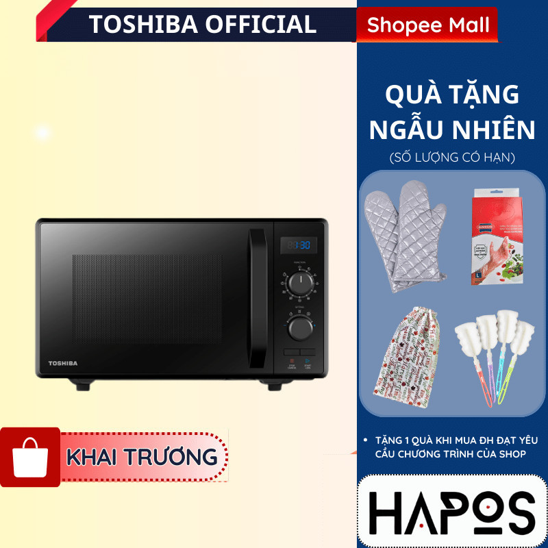 Lò vi sóng Toshiba MW2-AG24PC(BK) 800W 24L Chính hãng, 5 cấp độ nấu nướng, ECO tiết kiệm điện - HAPOS TOSHIBA