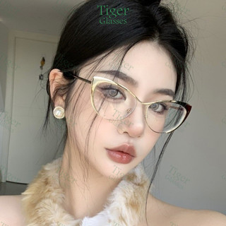 Thời Trang Retro Kim Loại Cao Cấp Mắt Mèo Cho Nam Nữ Kính Chống Ánh Y2K 523