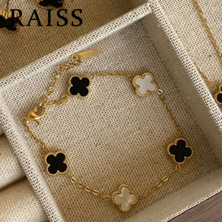 Vòng Tay Titan, Lắc Tay Titan Cỏ 4 Lá Vòng tay titan cỏ bốn lá Vòng tay vỏ đen trắng thanh lịch Hàn Quốc