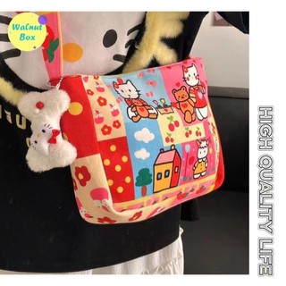 Thời Trang Nữ In Hình Túi Đeo Vai Dễ Thương Phong Cách Preppy Túi Hoạt Hình Nhật Bản Ngọt Ngào Cô Gái Trái Tim Mùa Hè Đơn Túi