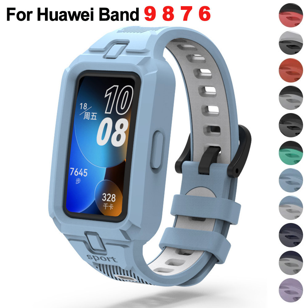 Dây đeo silicon cho Huawei Band 9 8 7 6 Đồng hồ thông minh Vòng đeo tay thay thế thể thao Dây đeo th