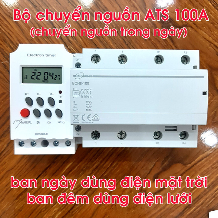 Combo bộ chuyển đổi 2 nguồn ATS điện luân phiên theo ngày gồm Timer KG316T-II 220v + Contactor 2NO/2