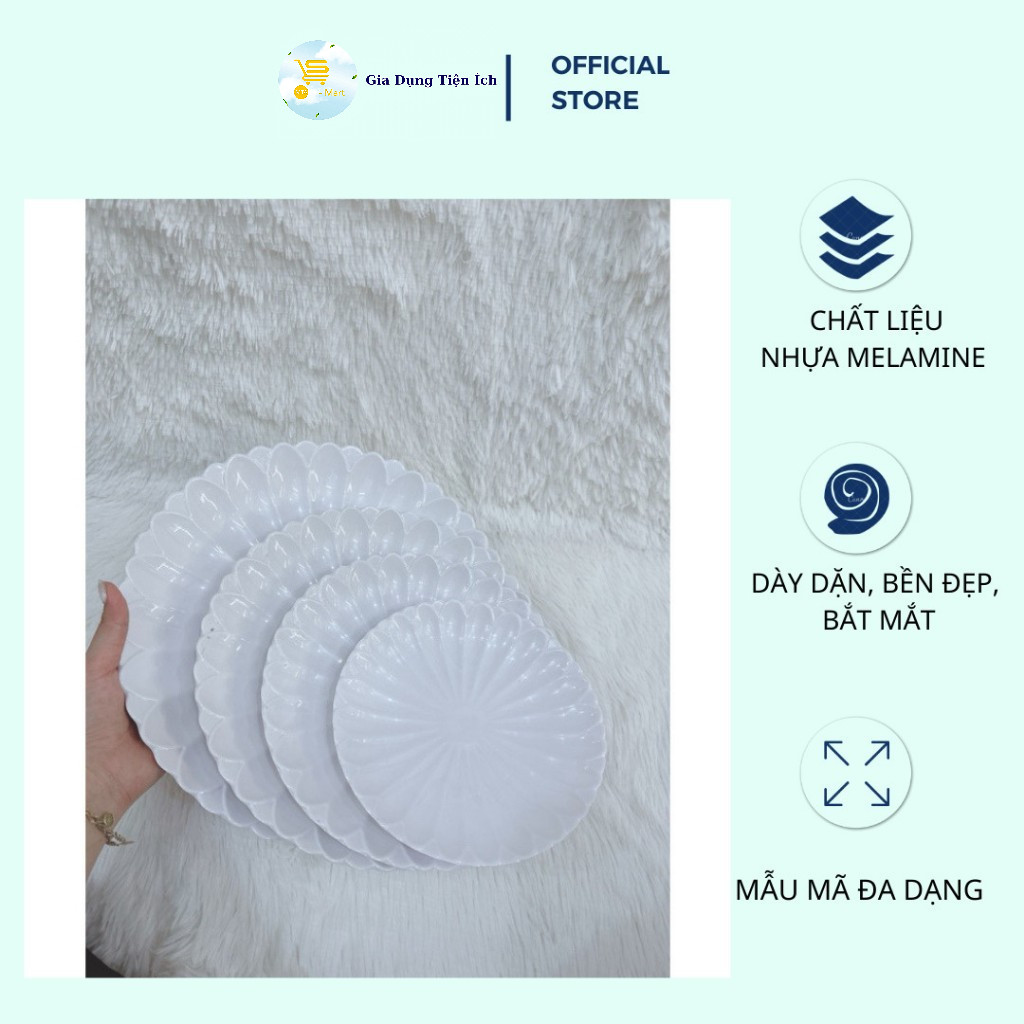 Đĩa Đựng Thức Ăn, Đĩa Nhựa Fataco Đĩa DH76,77,78,79 Màu Trắng Nhựa Melamine Fataco Dày Dặn Mta-Mart2